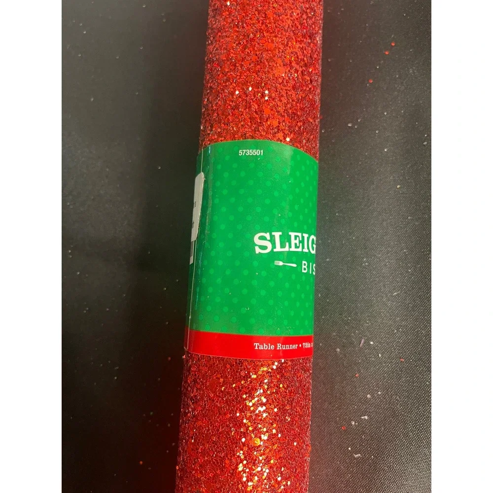 Sleigh Bell Bistro Red Glitter Christmas Table Runner 72x13 HL9182557‎ Holiday